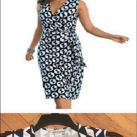 JESSICA LONDON wrap dress- sleeveless 12W large - Picture 2 of 9